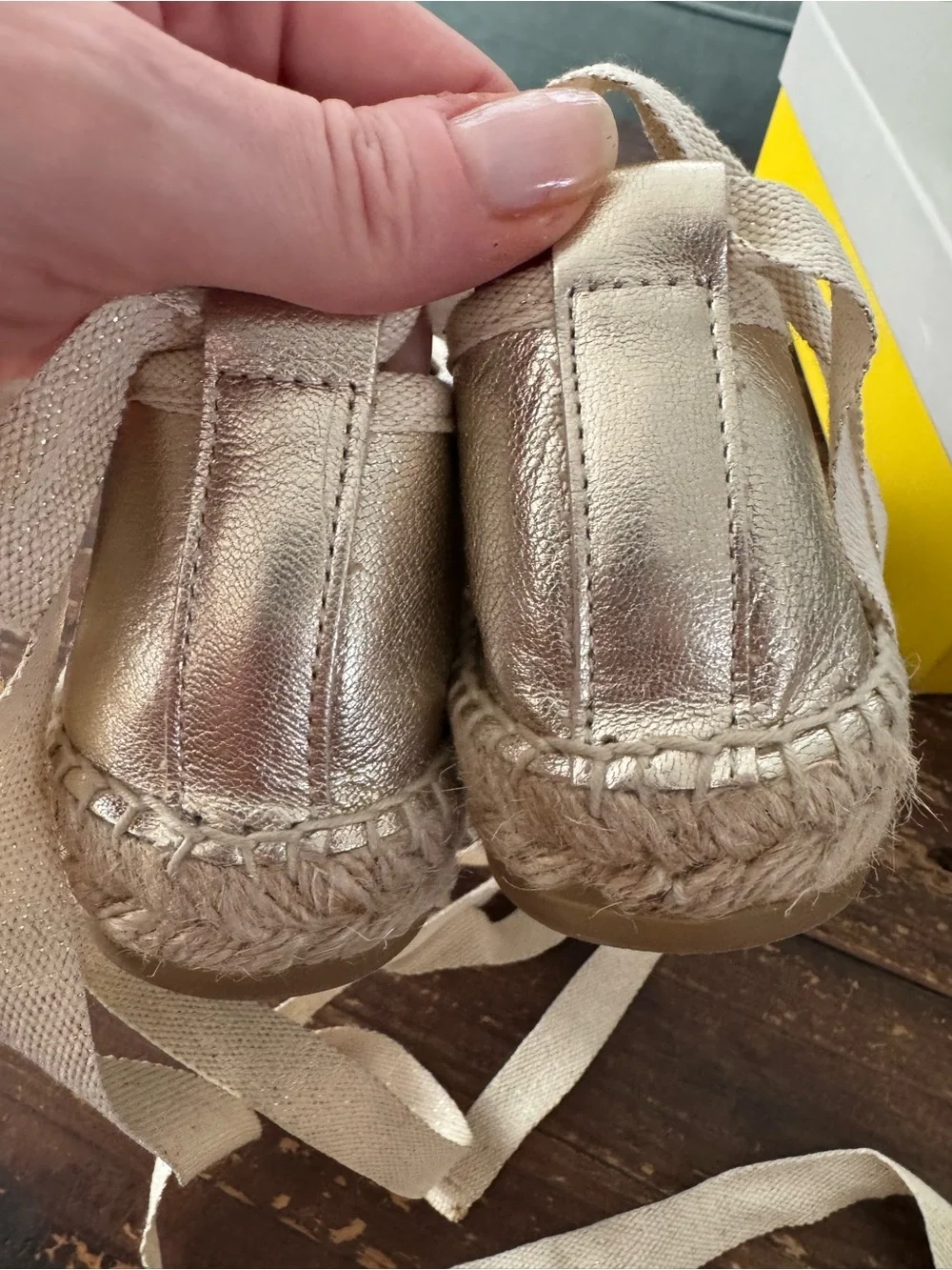 BODEN Ankle Tie Espadrilles/gold foil